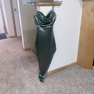 Sage green satin dress